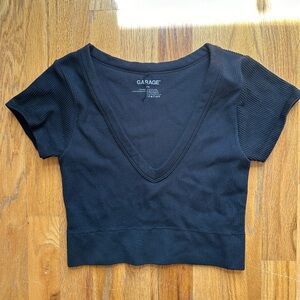 GARAGE ribbed short sleeve crop top